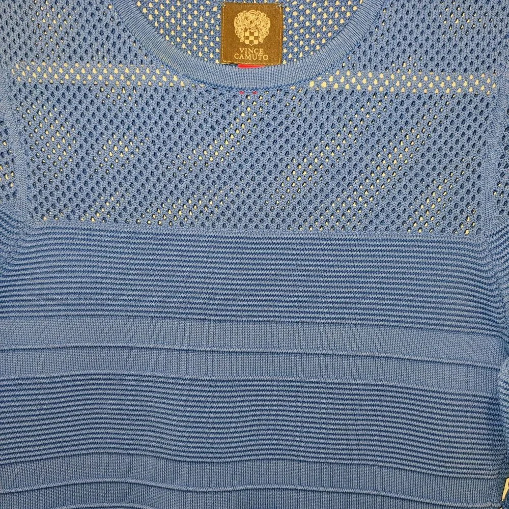 NWOT Vince Camuto Dress Blue Casual Knit Flare Women's Small Stretchy Spring - Picture 7 of 9